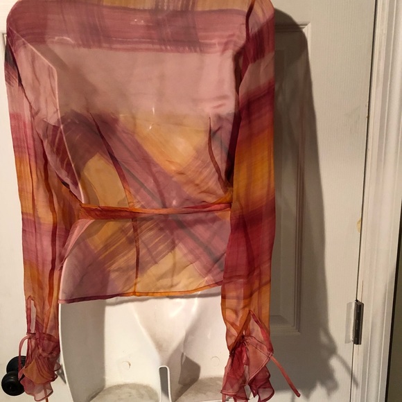 Ron Leal sheer vintage wrap blouse size S - Picture 3 of 3